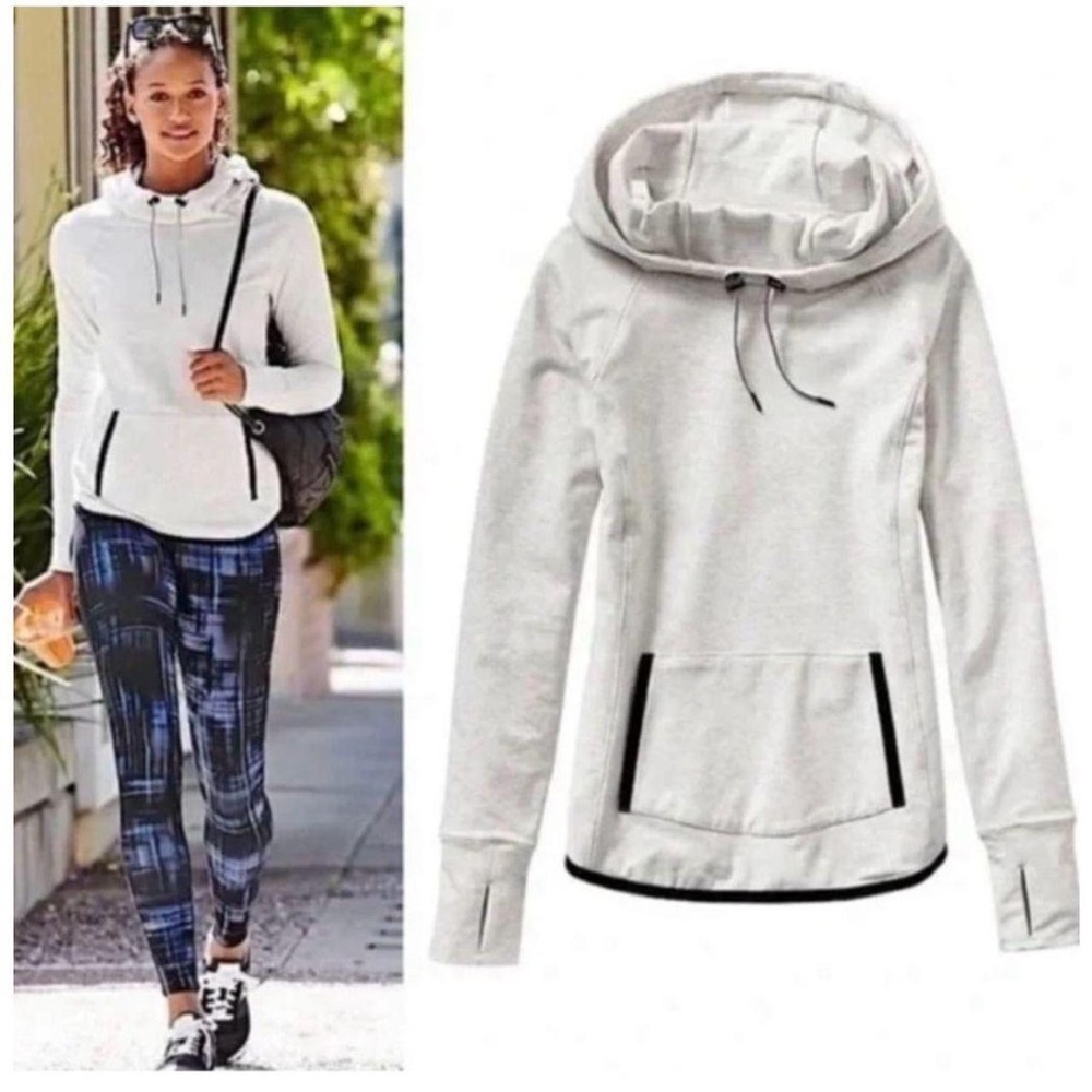 EUC - Athleta - Sentry Cowl Neck Pullover Hoodie - Gray - Medium